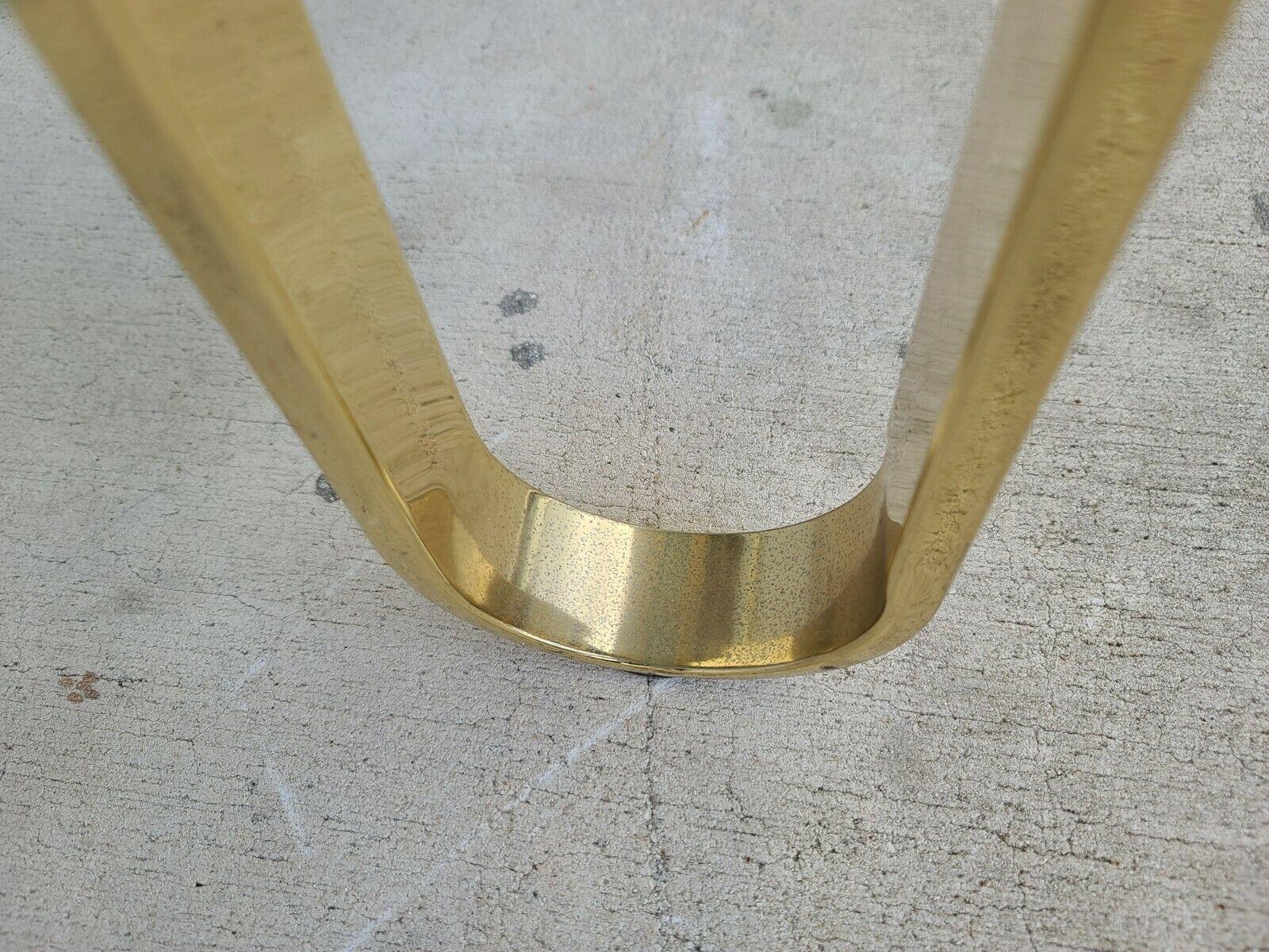 Sculptural Milo Baughman Style Brass Glass Console Sofa Table 5