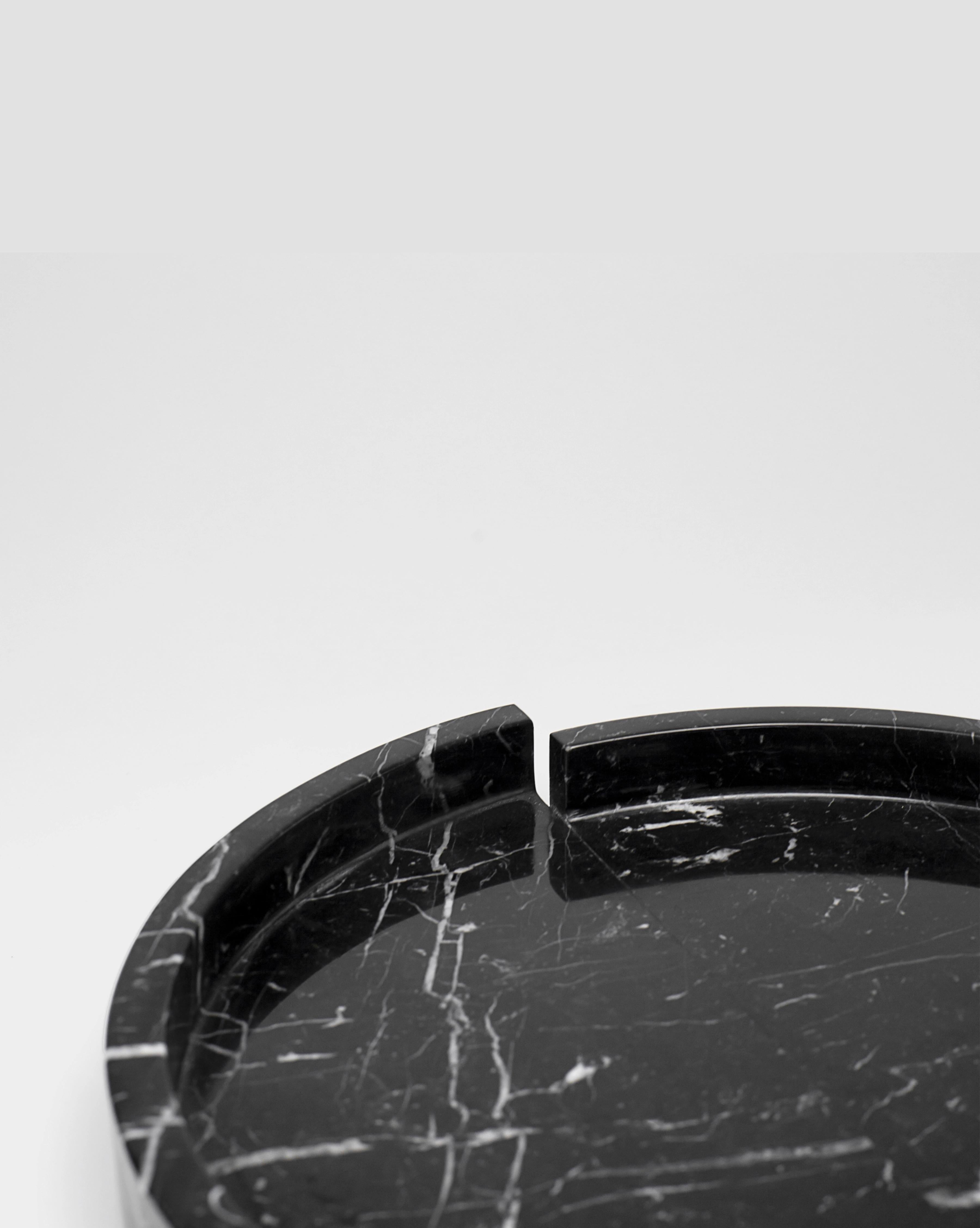 Sculptural Minimalist Marble Bowl in Black Marble, Made in Italy by Sandro Lopez In New Condition For Sale In Milano, IT