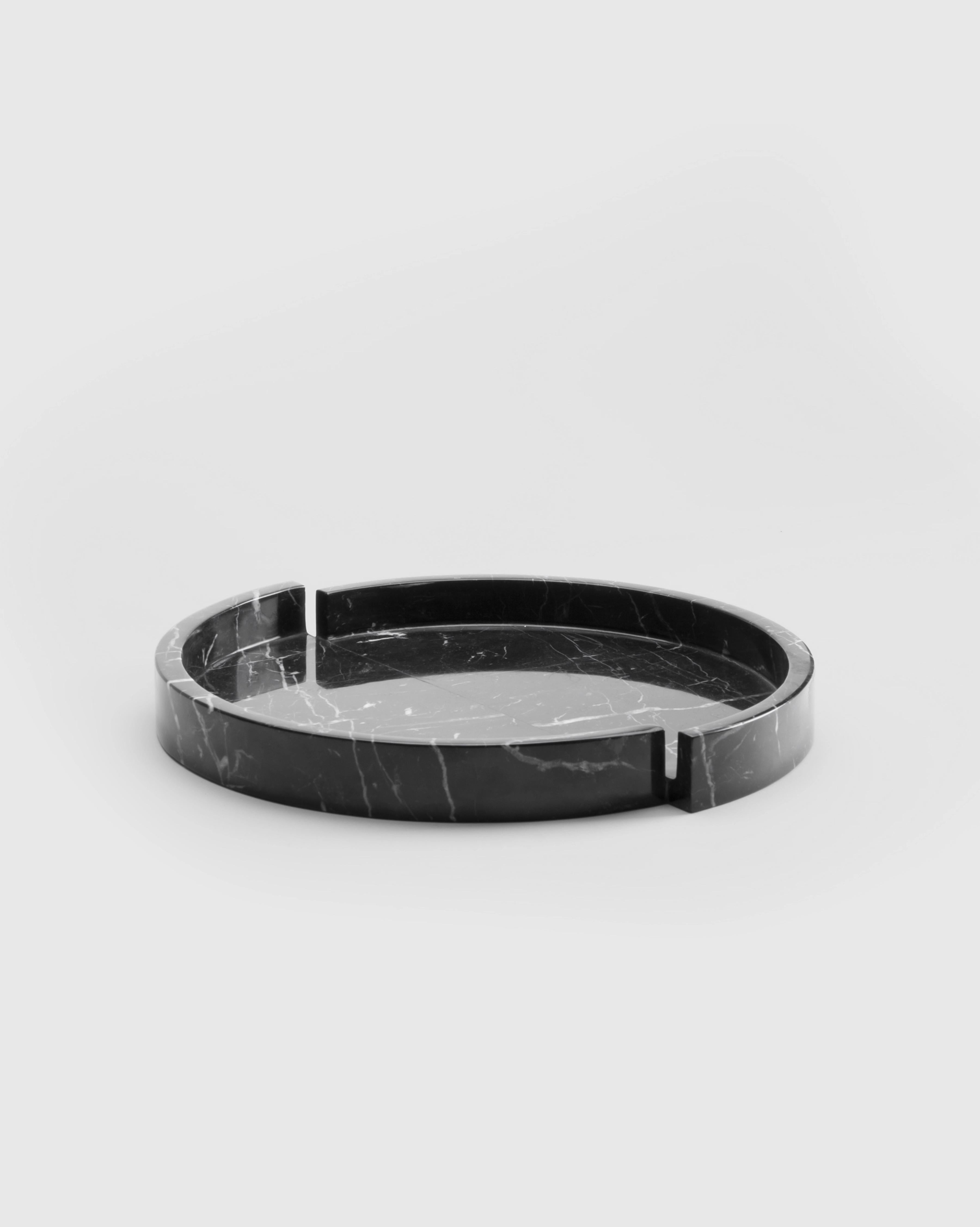 Italian Sculptural Minimalist Marble Bowl in Black Marble, Made in Italy by Sandro Lopez For Sale