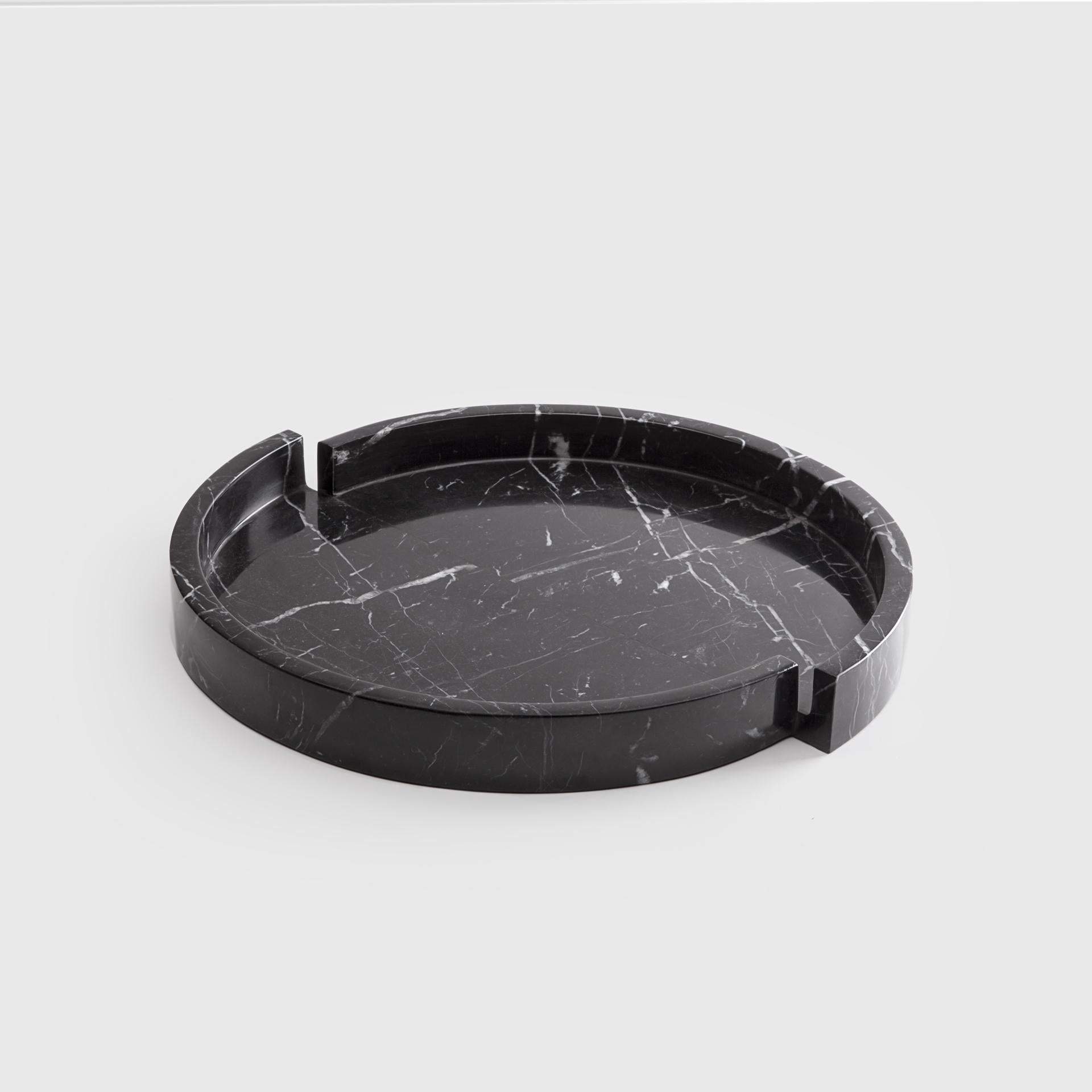 Italian Sculptural Minimalist Marble Bowl in Black Marble, Made in Italy by Sandro Lopez For Sale