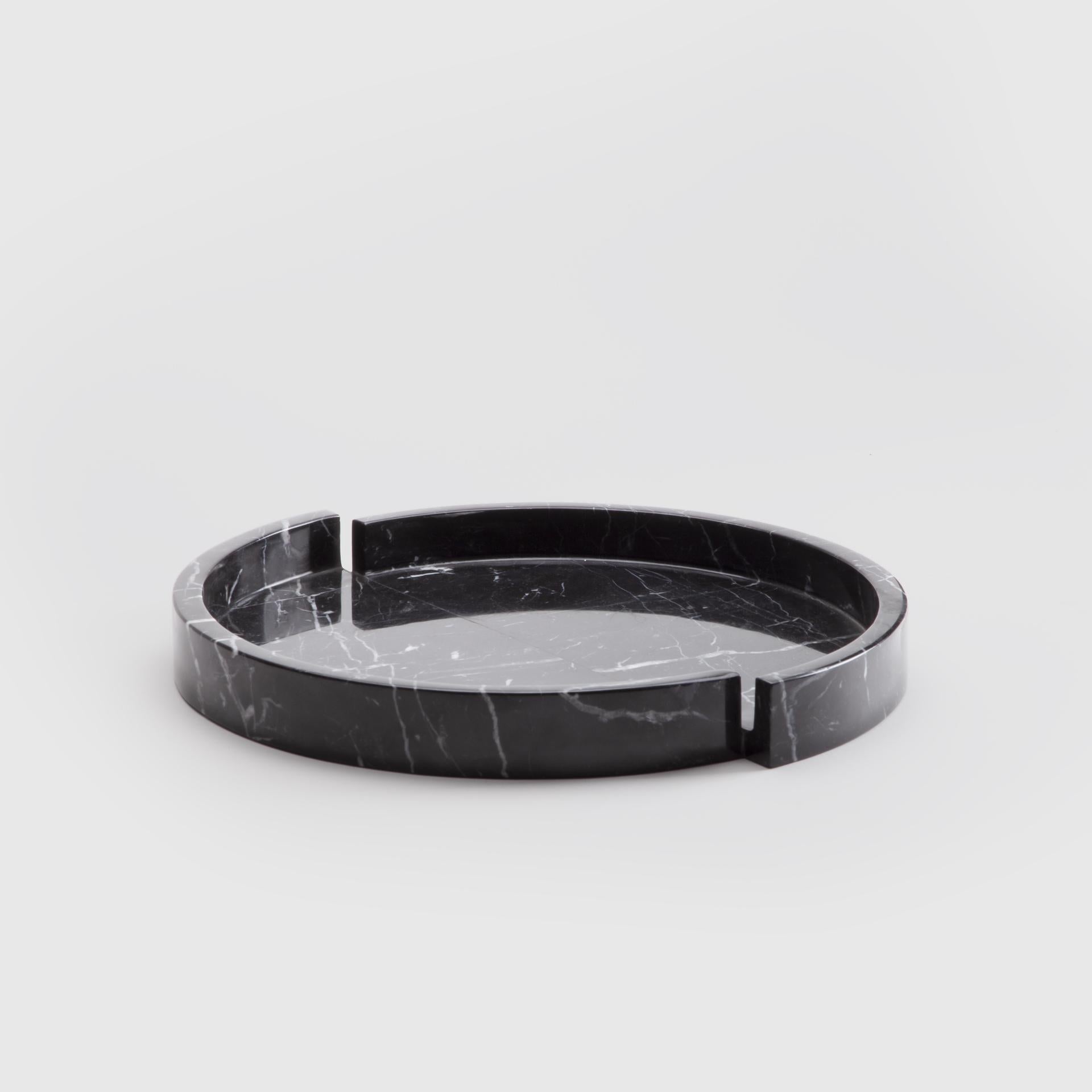 Sculptural Minimalist Marble Bowl in Black Marble, Made in Italy by Sandro Lopez In New Condition For Sale In Milano, IT