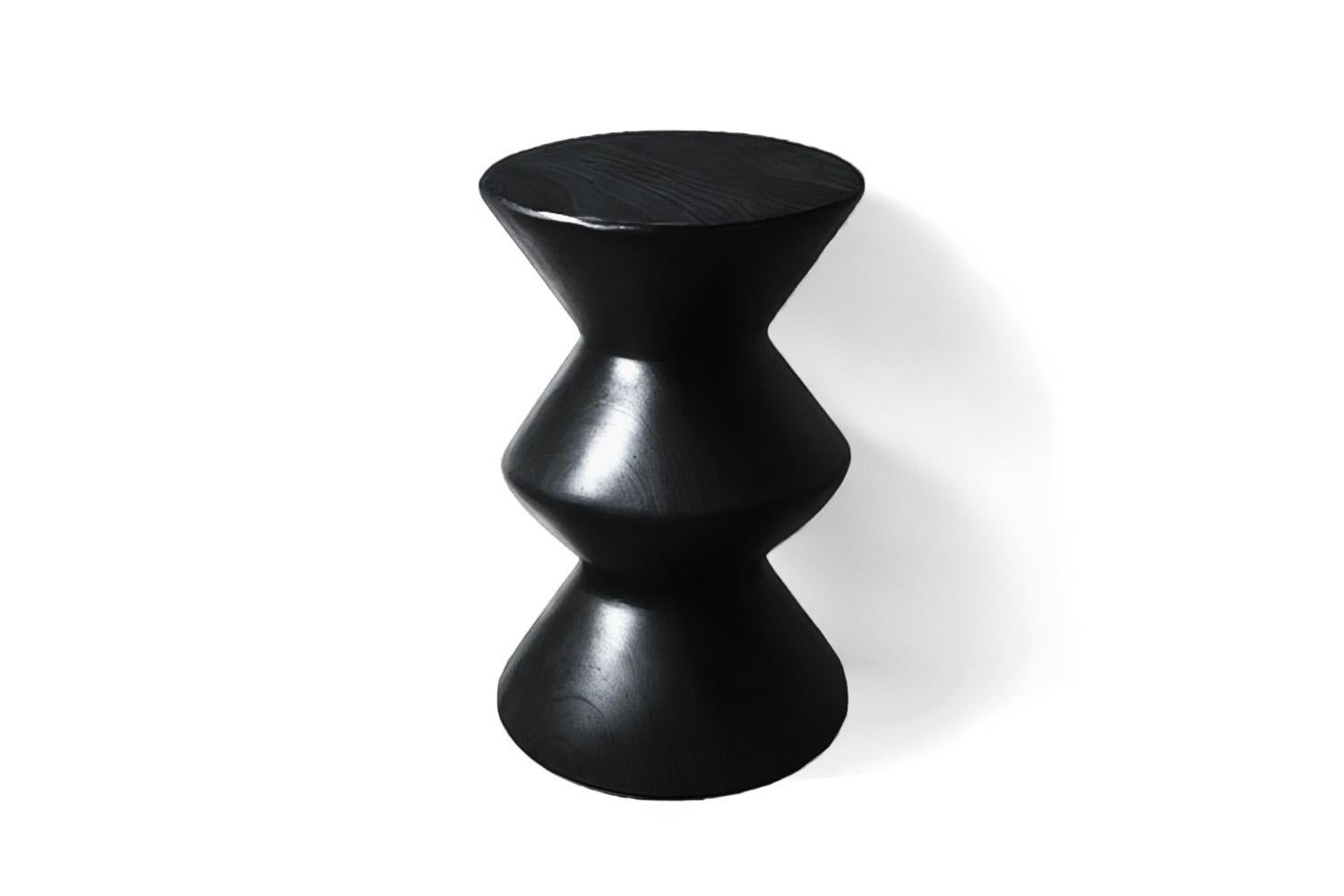 Carved Brutalist Sculptural Dark Wenge Stool Vibrante For Sale