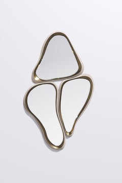 Sculptural Mirror in Cream Shagreen and Bronze-Patina Brass by Kifu Paris