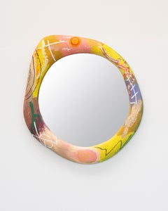 Sculptural Mirror made of Maple Wood - Painted with Oil Colors