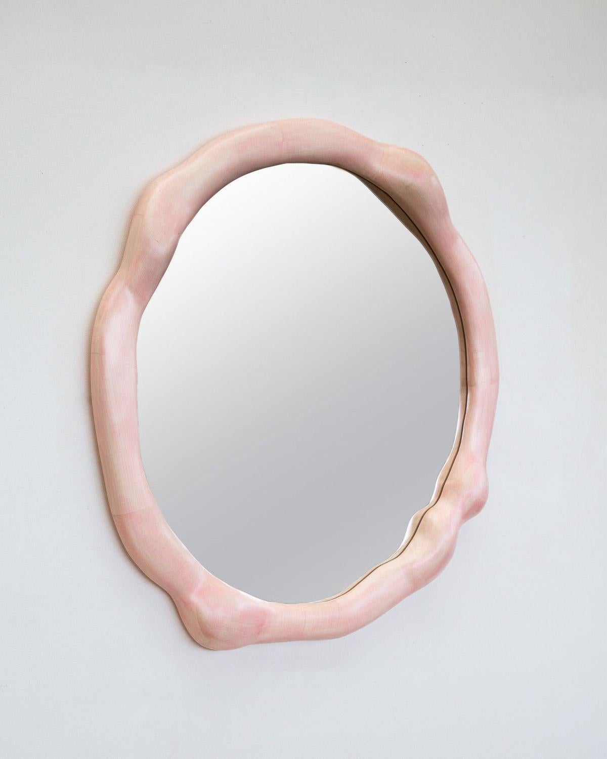 Specchio scultoreo in legno d'acero - Verniciato con Wood Stain in vendita 3
