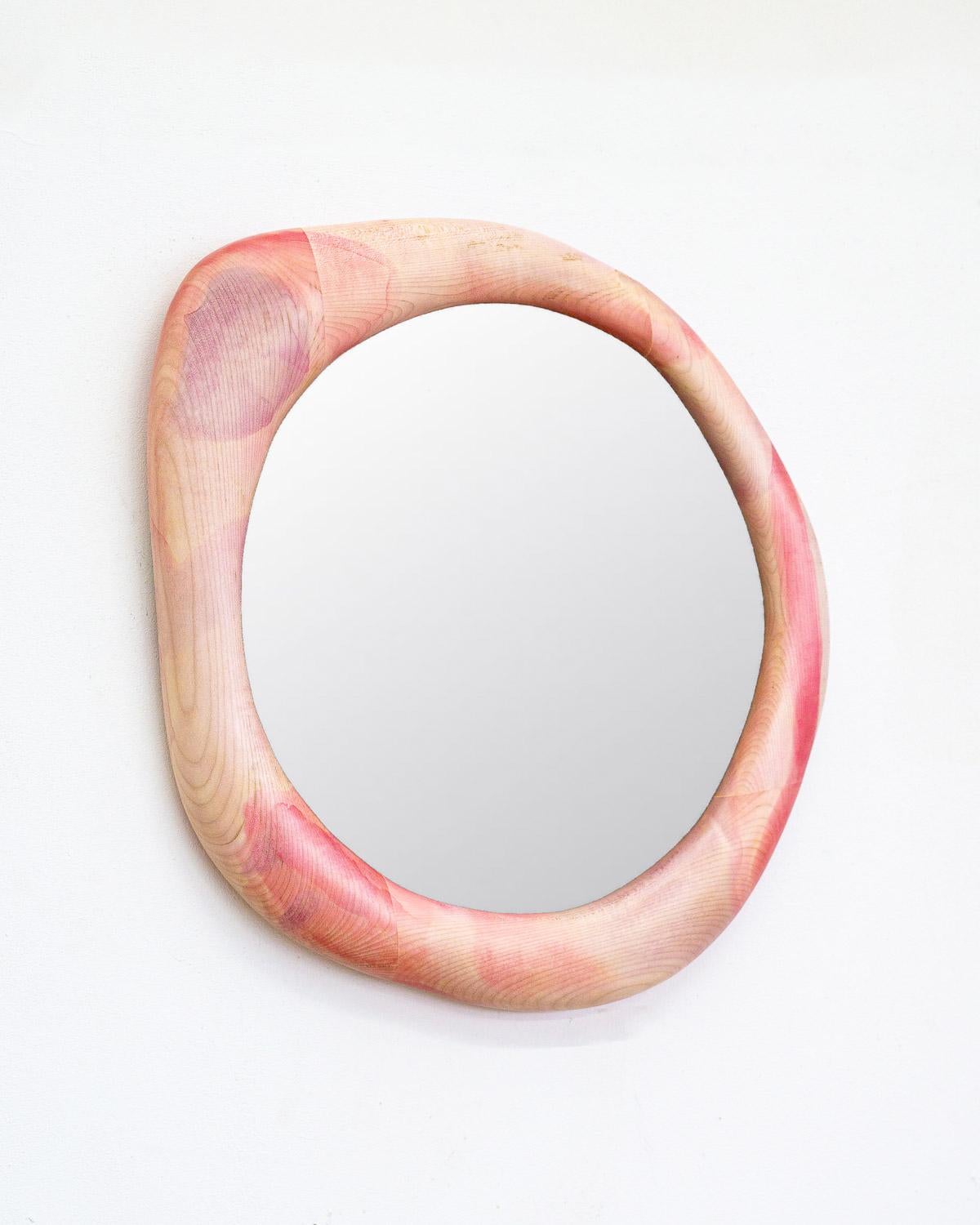 German Sculptural Mirror made of Maple Wood - Painted with Wood Stain For Sale