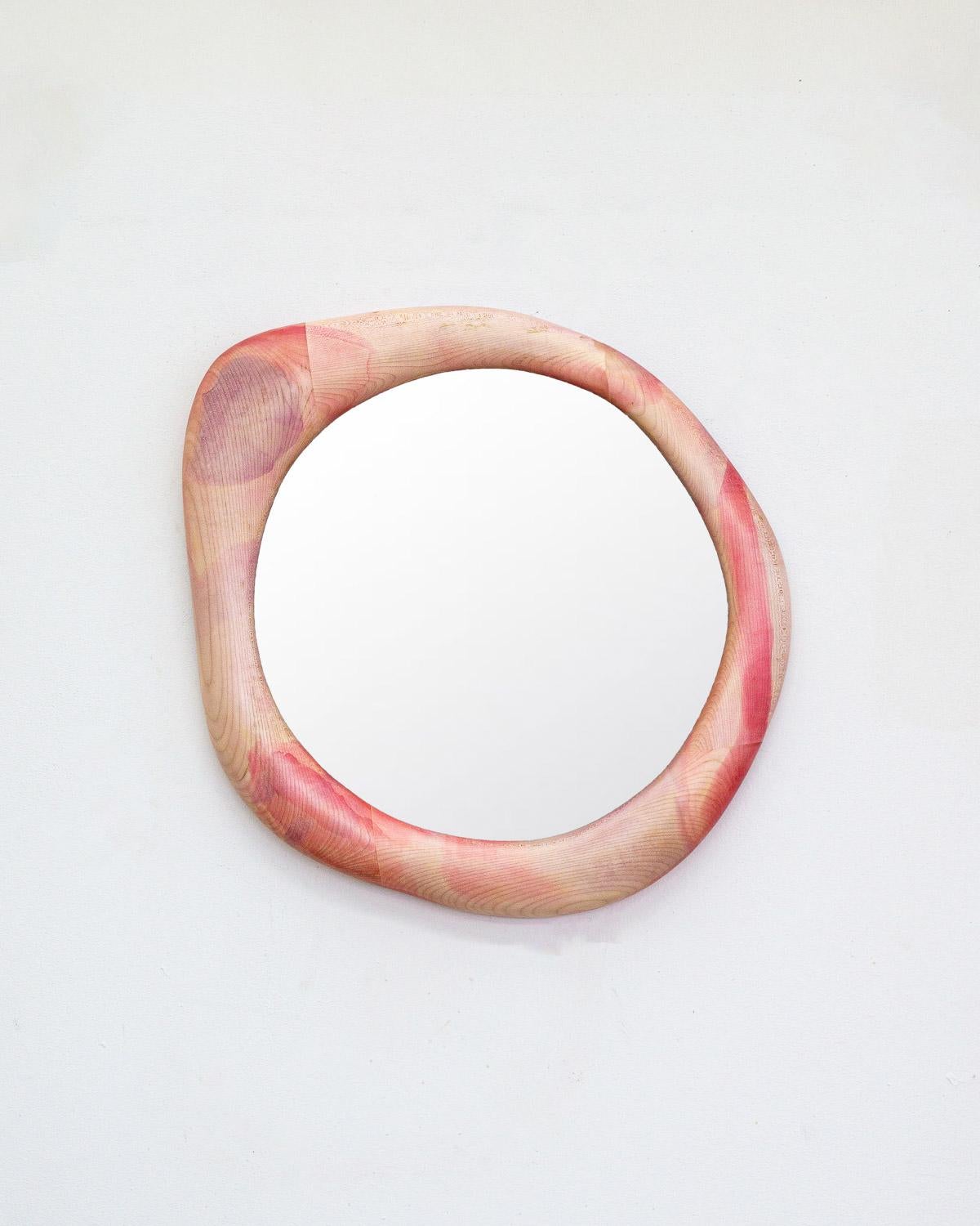 Hand-Painted Sculptural Mirror made of Maple Wood - Painted with Wood Stain For Sale