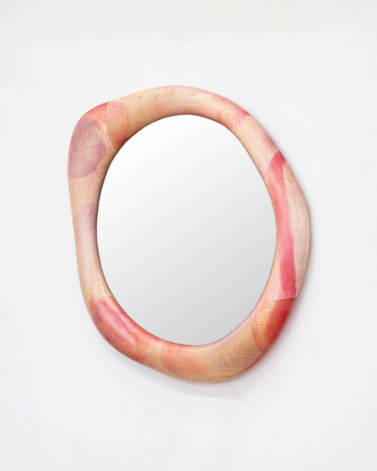 Sculptural Mirror made of Maple Wood - Painted with Wood Stain In New Condition For Sale In Waiblingen, BW