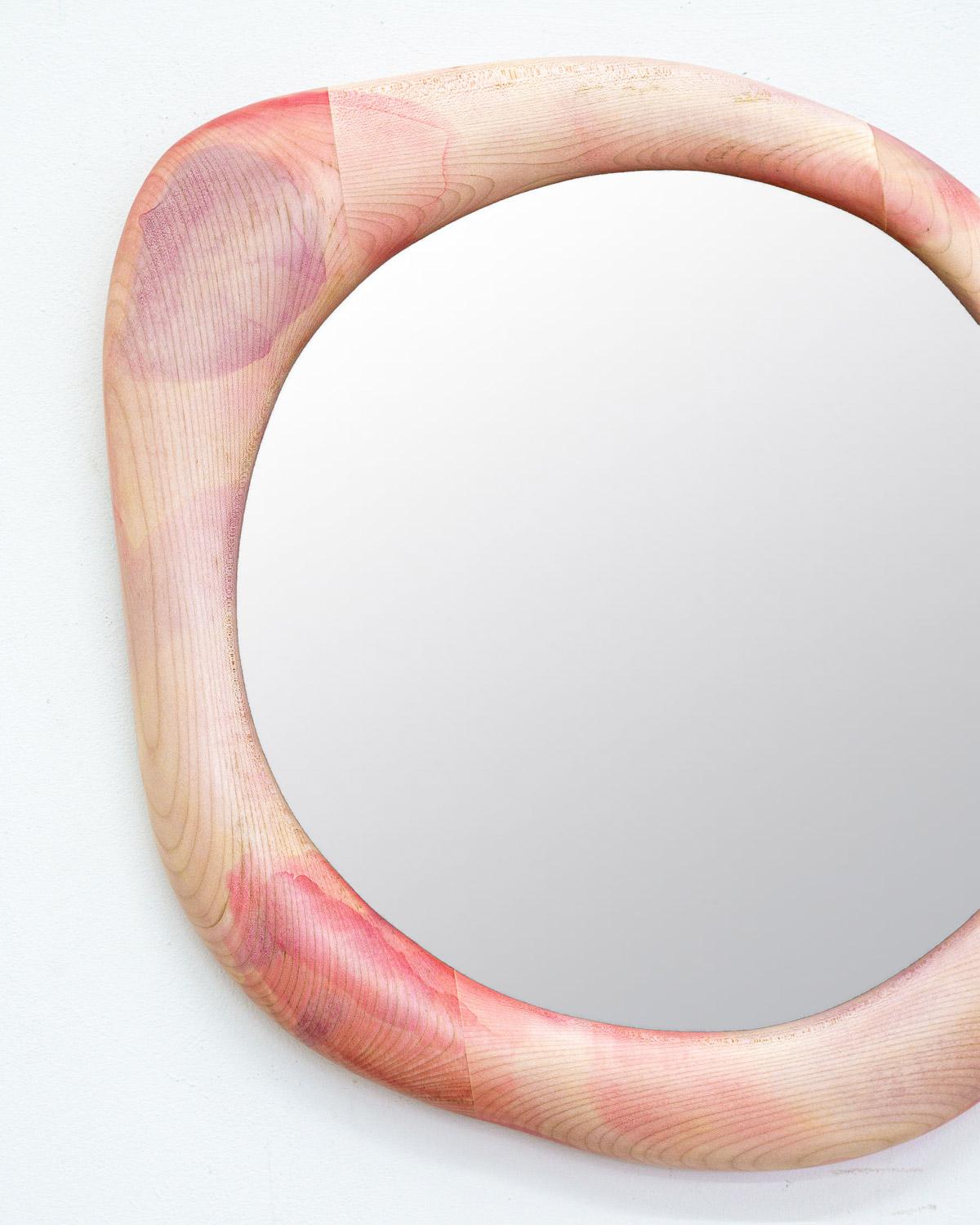 Contemporary Sculptural Mirror made of Maple Wood - Painted with Wood Stain For Sale
