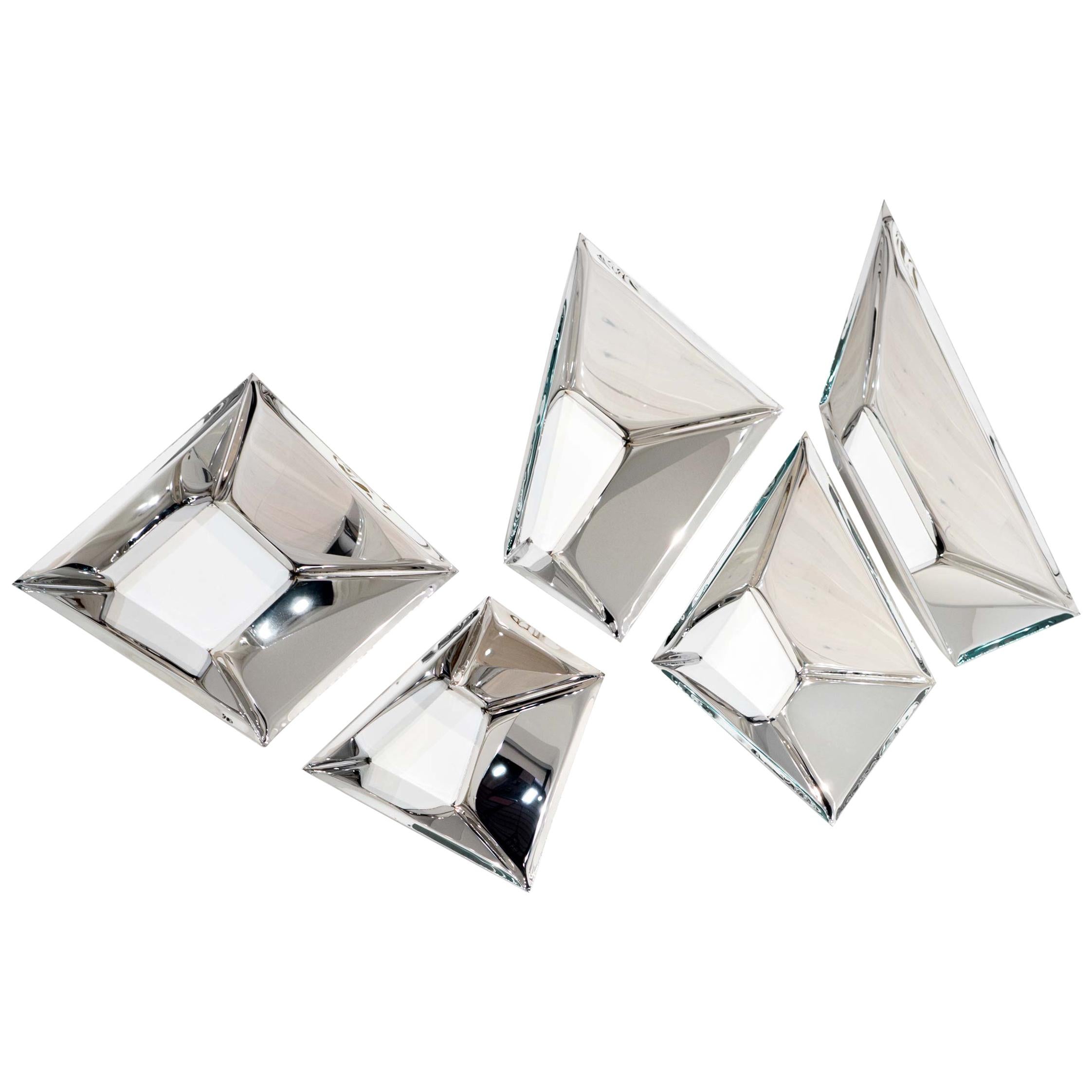 Sculptural Mirrors 'The Crystals' in Stainless Steel by Zieta Prozessdesign '5' For Sale