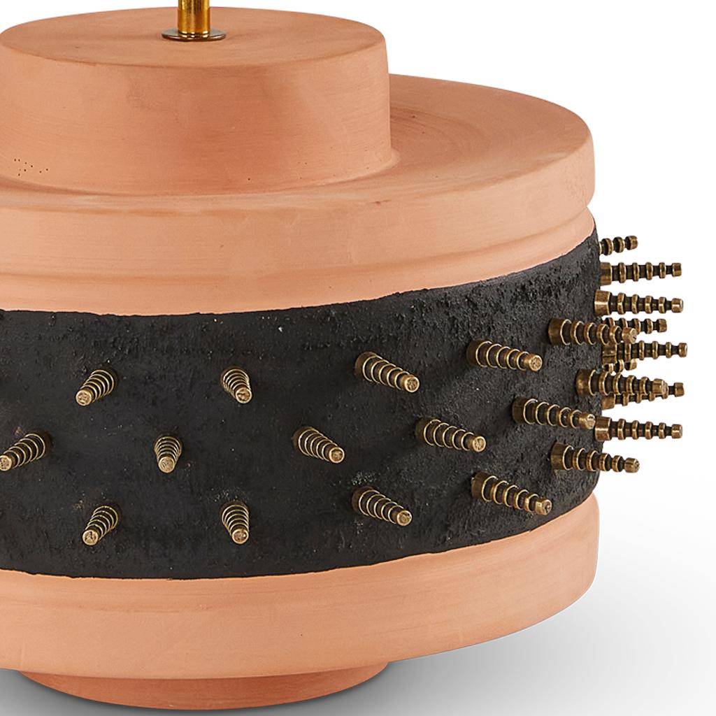 Molded Sculptural Modern Brutalist Terracotta Punk Table lamp Short For Sale