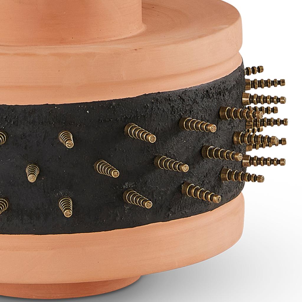 Sculptural Modern Brutalist Terracotta Punk Table lamp Short In New Condition For Sale In Bothas Hill, KZN