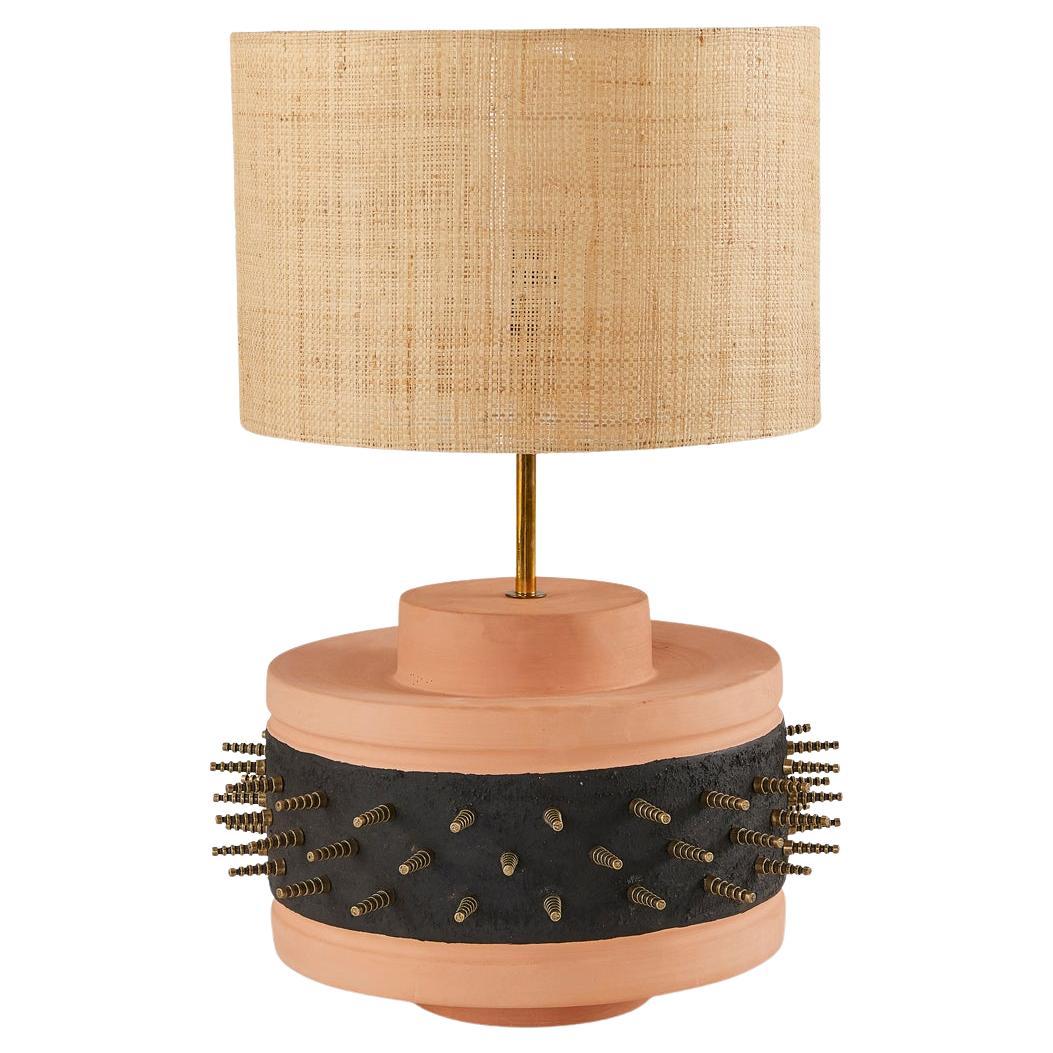Sculptural Modern Brutalist Terracotta Punk Table lamp Short