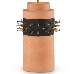 Sculptural Modern Brutalist Terracotta Punk Table lamp Tall