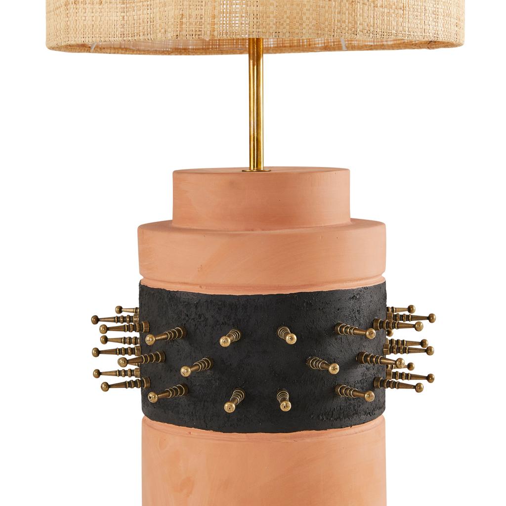 Sculptural Modern Brutalist Terracotta Punk Table lamp Tall In New Condition For Sale In Bothas Hill, KZN