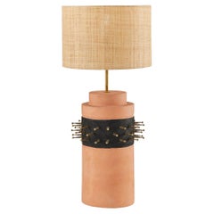 Sculptural Modern Brutalist Terracotta Punk Table lamp Tall