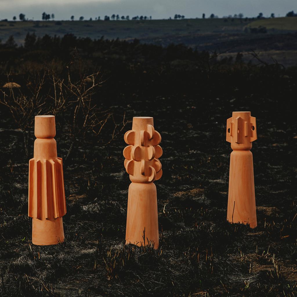 Sculptural Modern Brutalist Terracotta Tribal-Inspired Decorative Totem 1 For Sale 1
