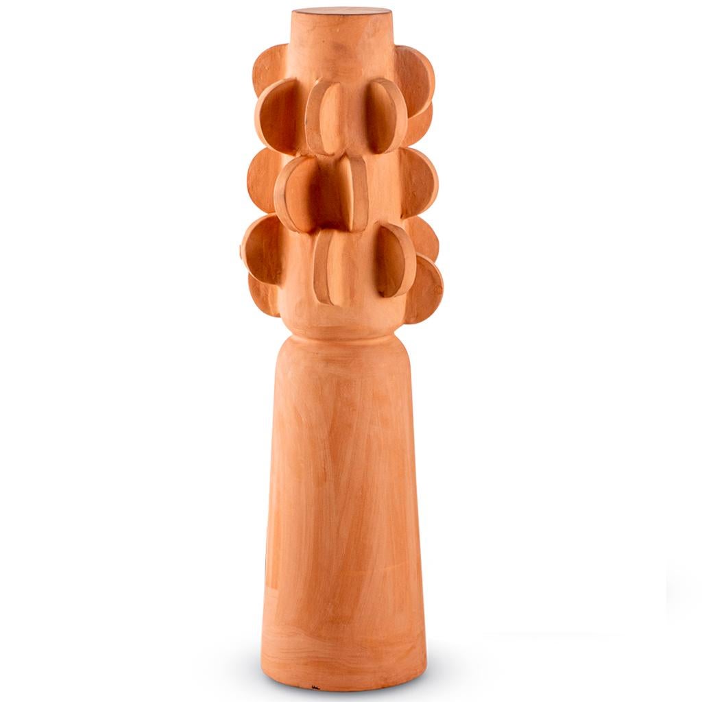 Sculptural Modern Brutalist Terracotta Tribal-Inspired Decorative Totem 1 For Sale 2