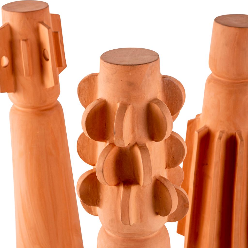 South African Sculptural Modern Brutalist Terracotta Tribal-Inspired Decorative Totem 2 For Sale