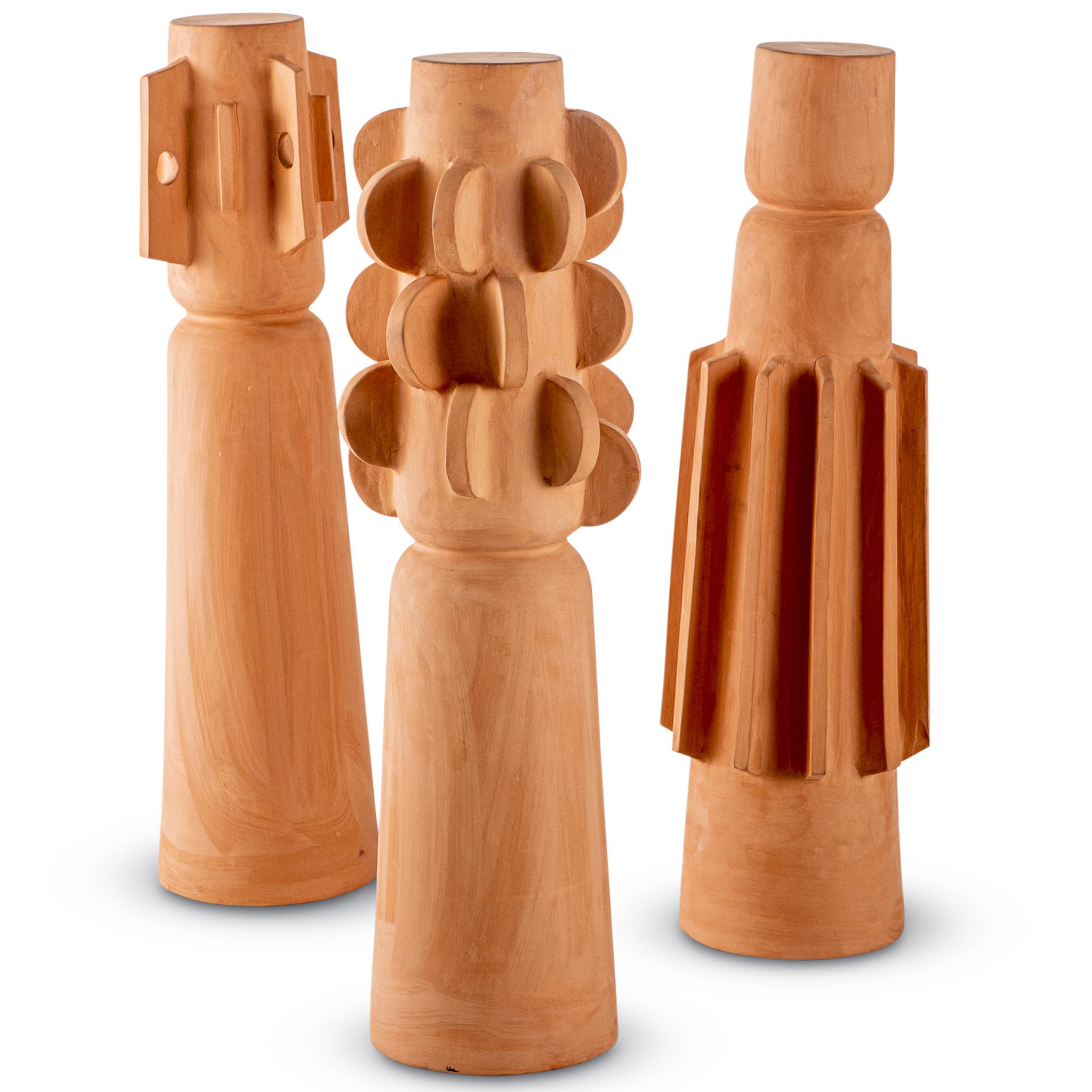 Sculptural Modern Brutalist Terracotta Tribal-Inspired Decorative Totem 2 For Sale 2