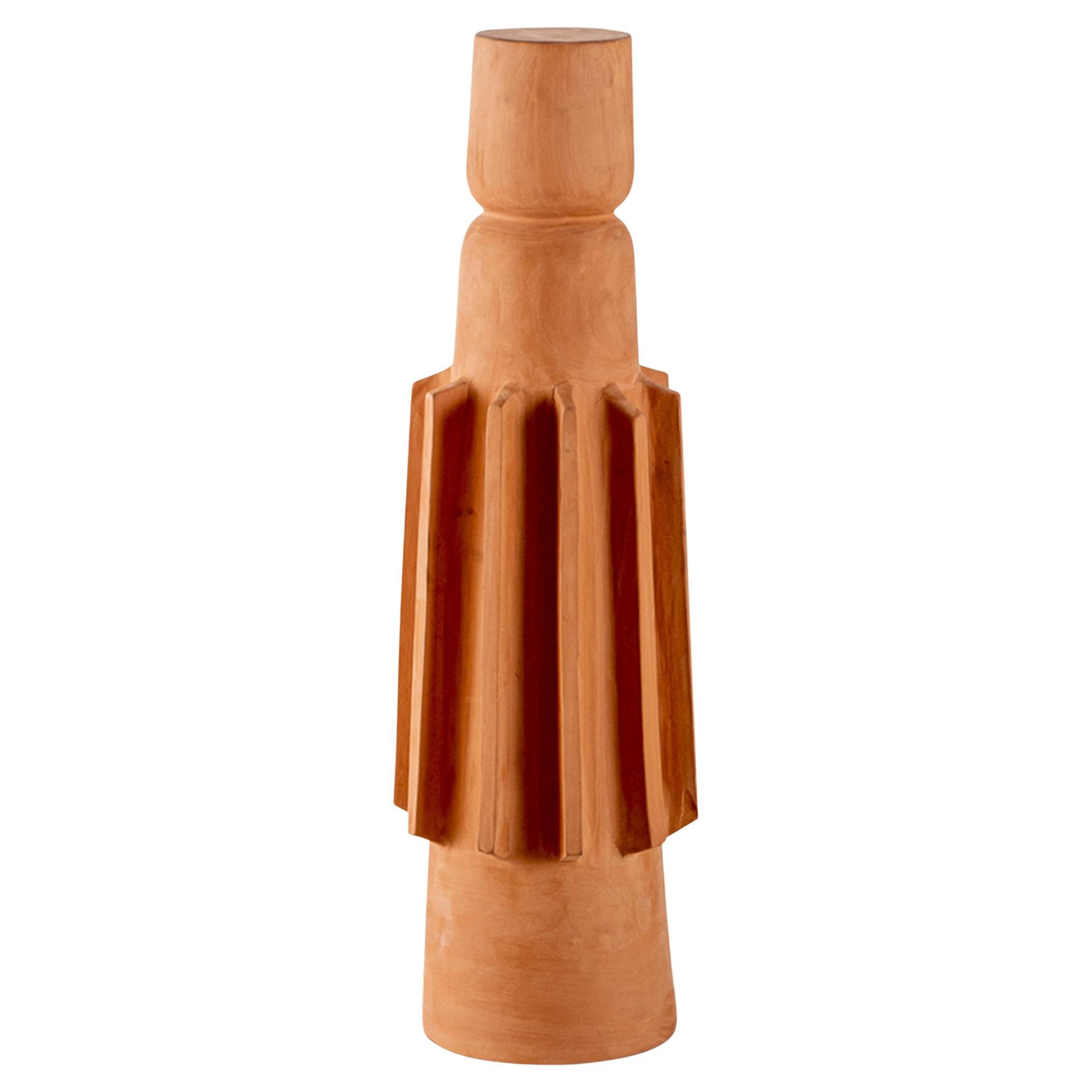Sculptural Modern Brutalist Terracotta Tribal-Inspired Decorative Totem 3