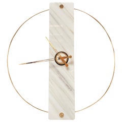 Sculptural Modern Clock 2019 with Carrara Marble and Finishes in 24-Karat Gold
