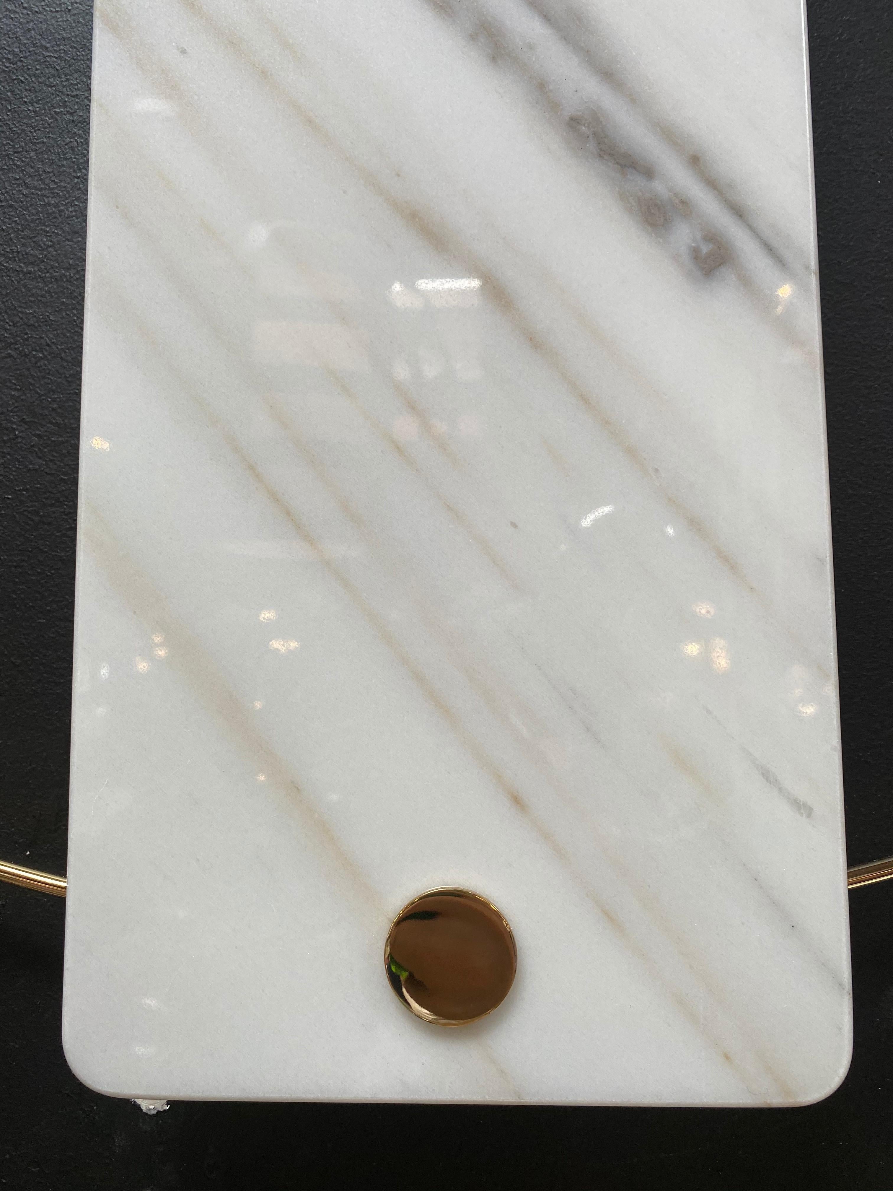 Contemporary Sculptural Modern Clock 2019 with Carrara Marble and Finishes in 24-Karat Gold