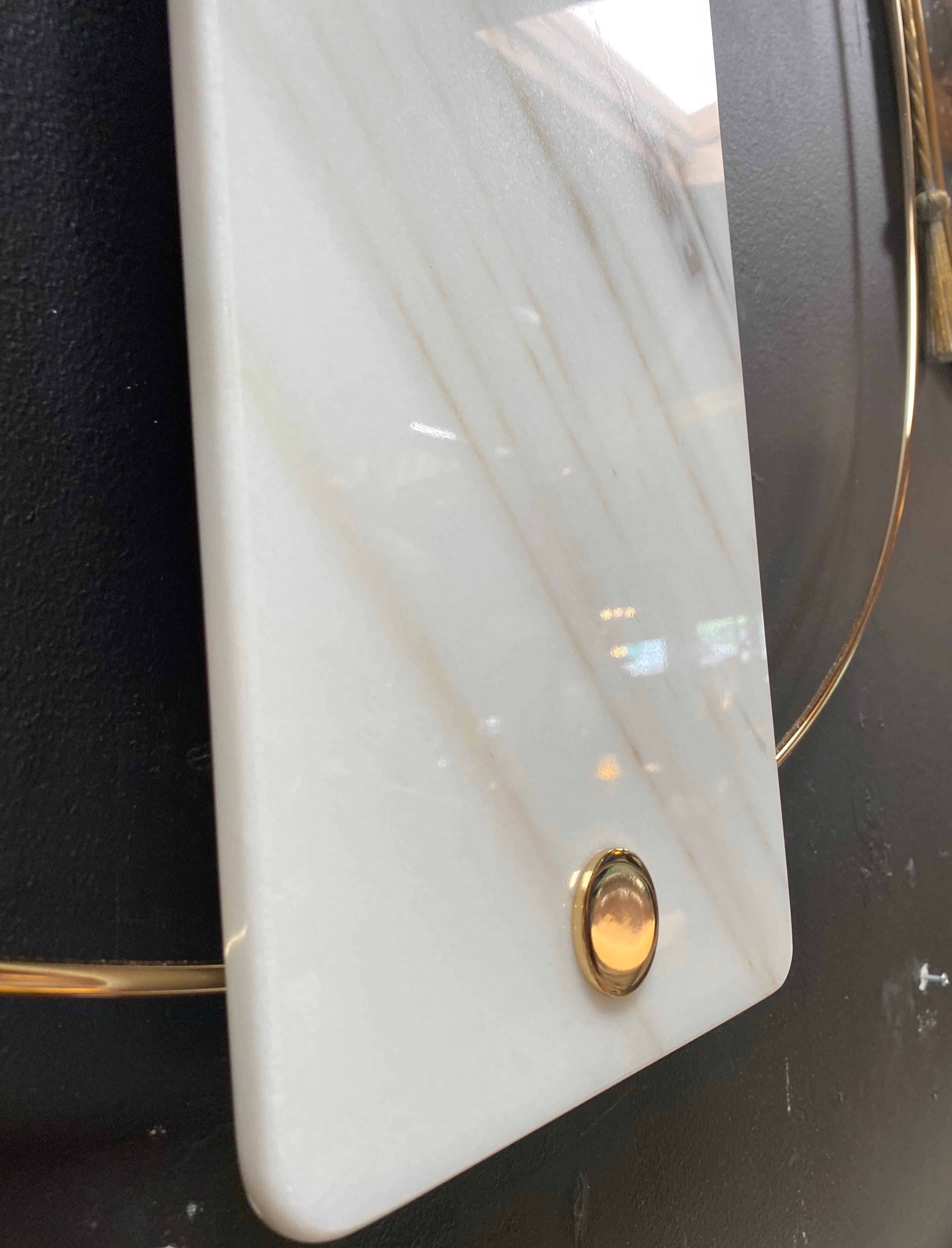 Sculptural Modern Clock 2019 with Carrara Marble and Finishes in 24-Karat Gold 2