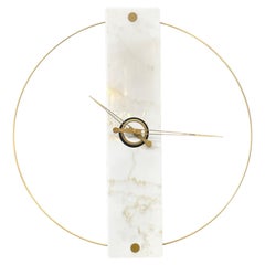 Sculptural Modern Clock with Carrara Marble and Finishes in Brass, 2023