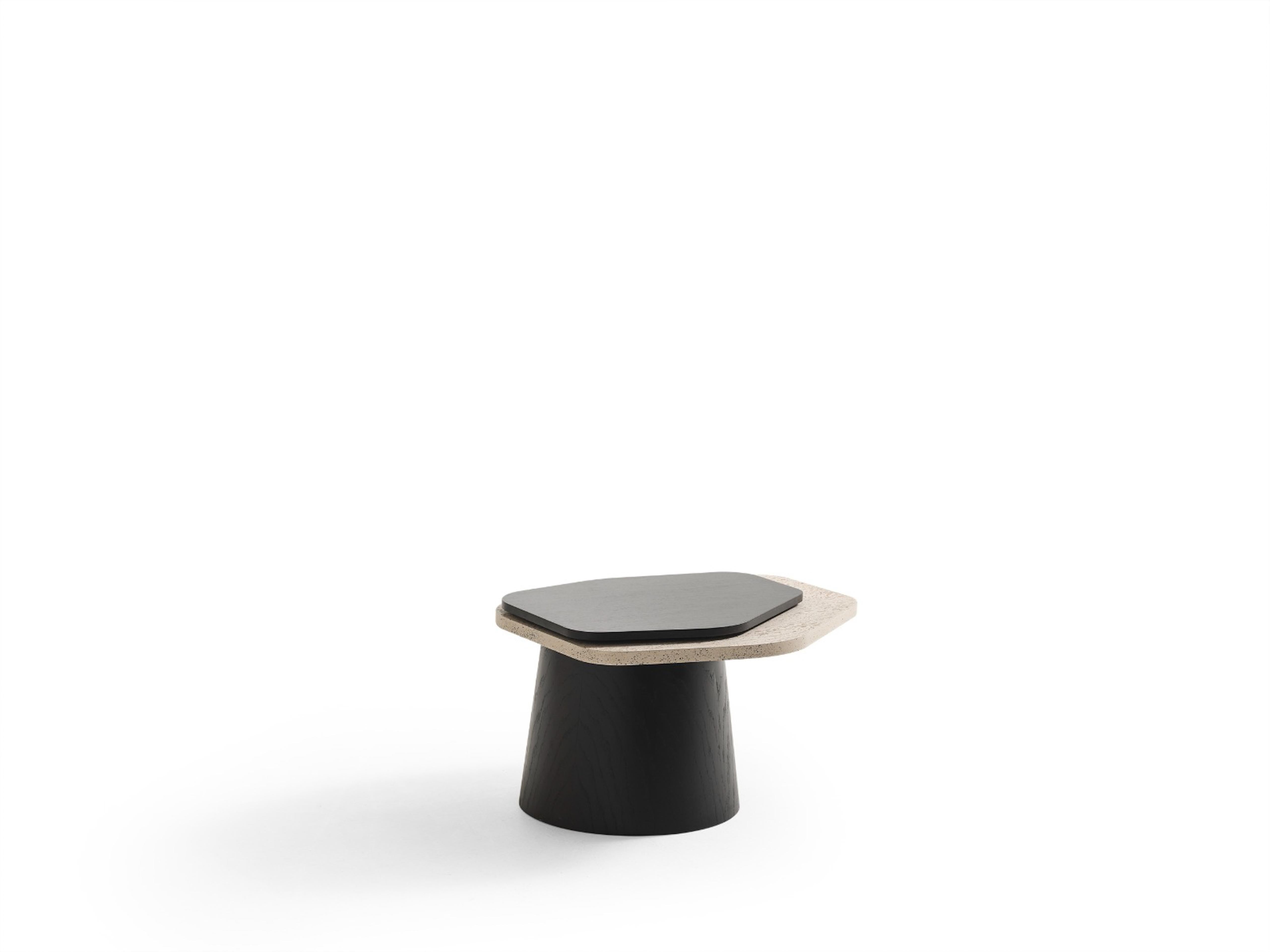 Hand-Carved Sculptural Modern Coffee Table in Contrasting Finishes, Architectural Design For Sale