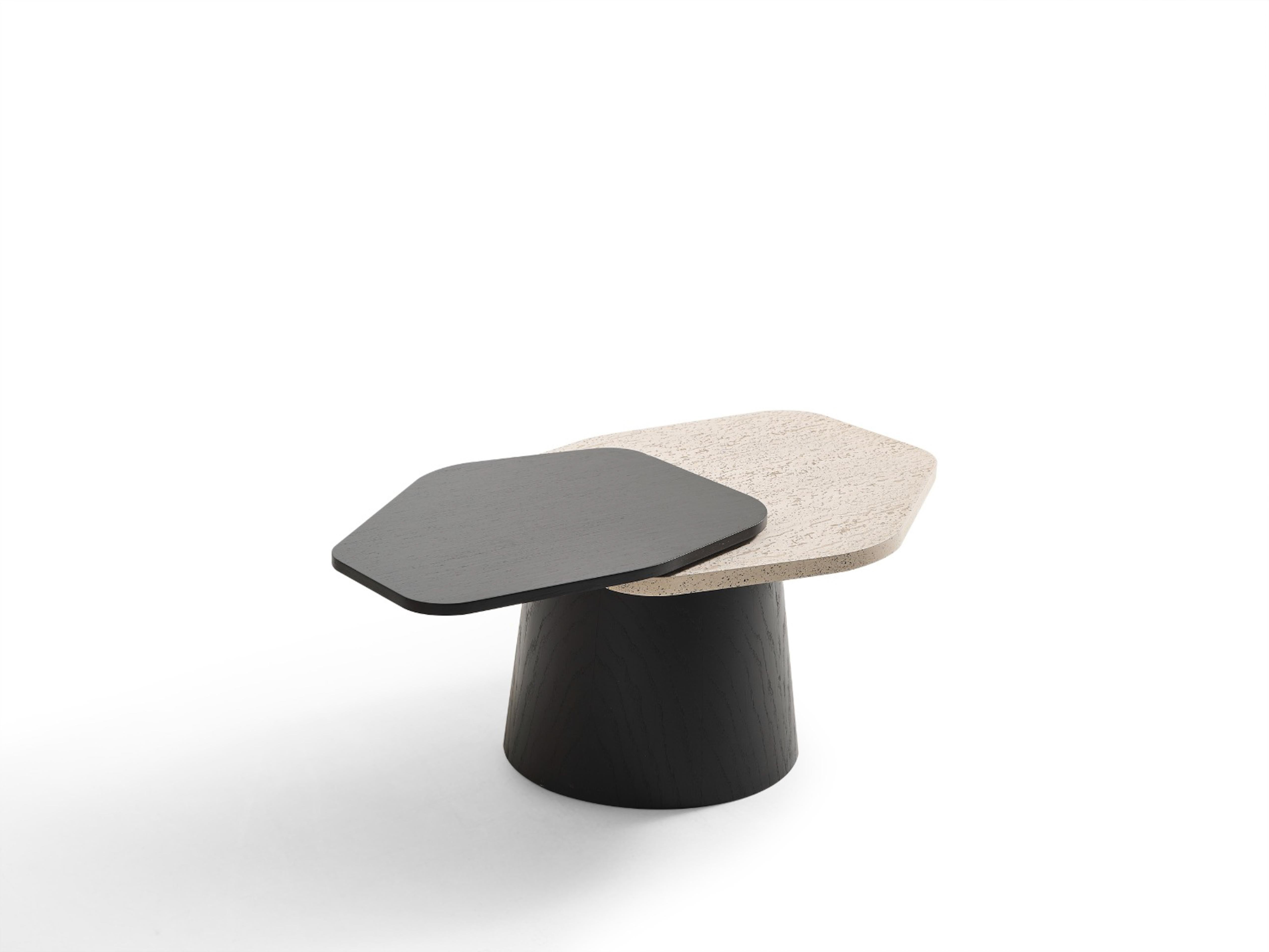 Brass Sculptural Modern Coffee Table in Contrasting Finishes, Architectural Design For Sale
