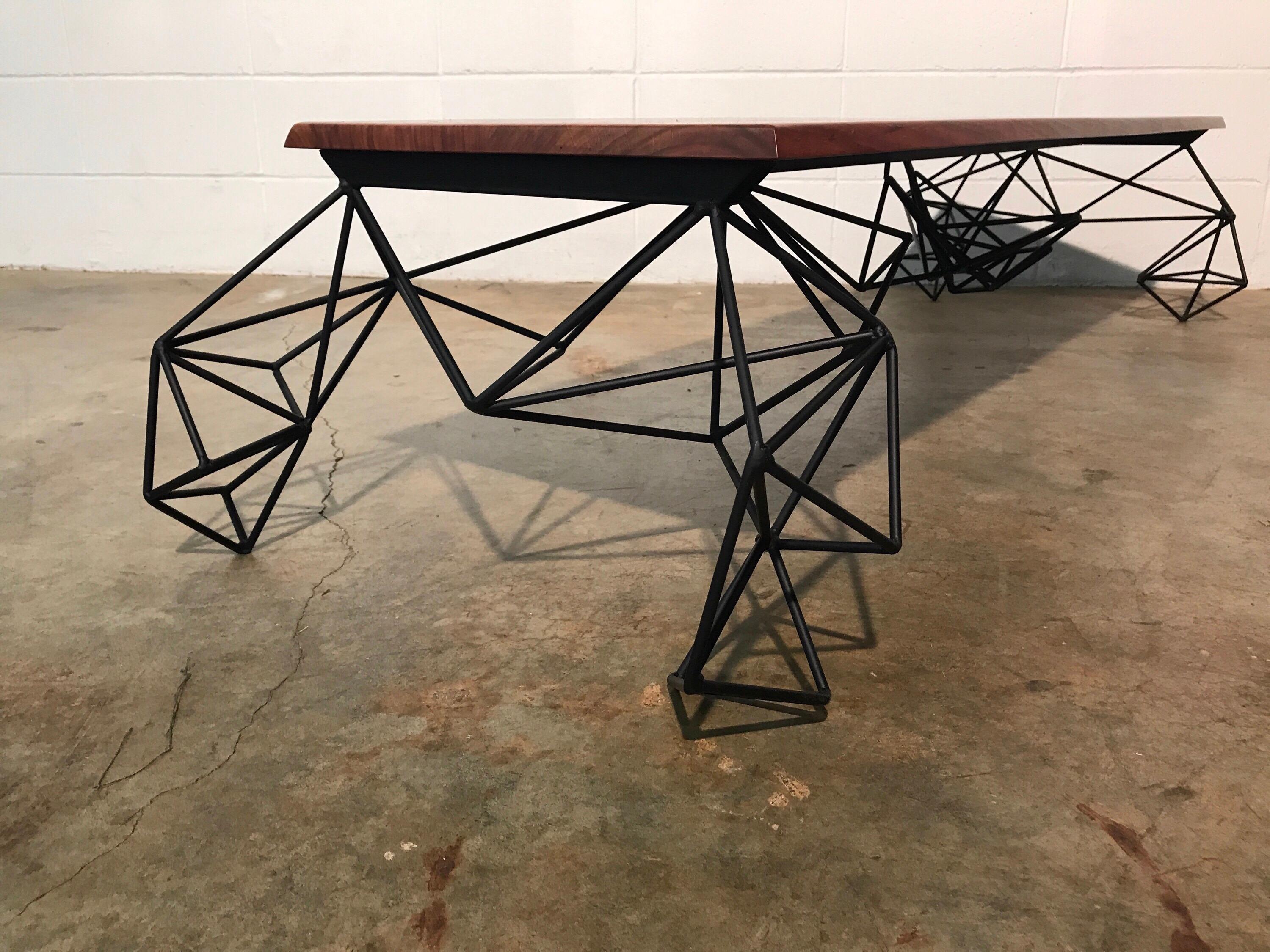 Sculptural Modern Geometric Custom Designed and Fabricated Coffee Table In Excellent Condition For Sale In Marietta, GA