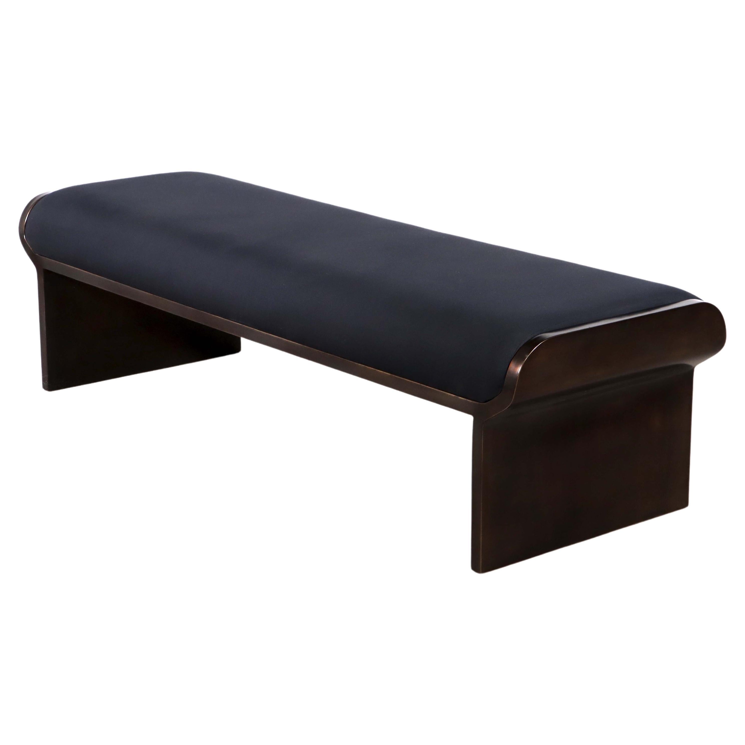 Sculptural Modern Oil Rubbed Bronze and Fabric Bench by Costantini, Elia  For Sale