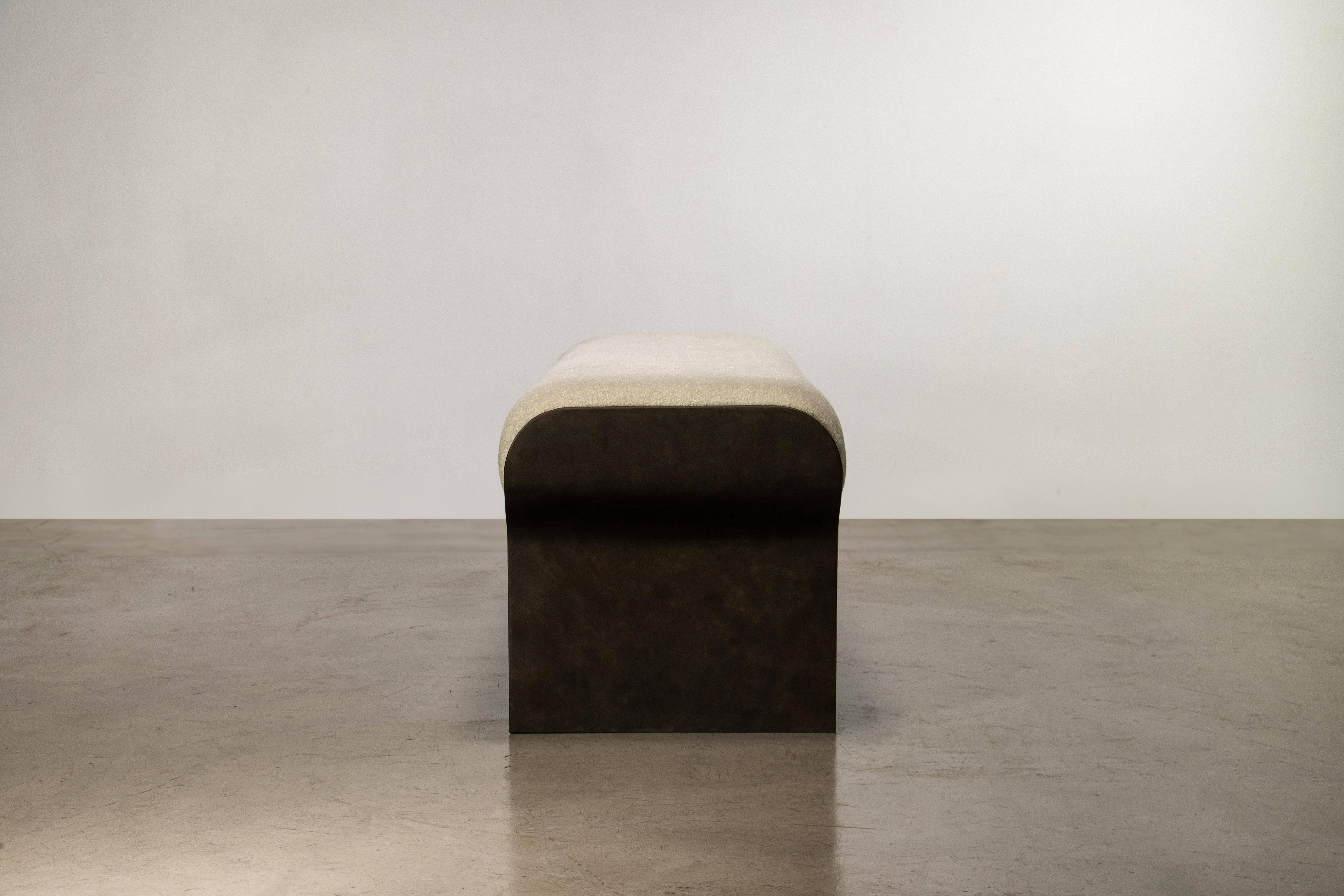 Sculptural Modern Oil Rubbed Bronze and Fabric Bench by Costantini, Elia In New Condition For Sale In New York, NY