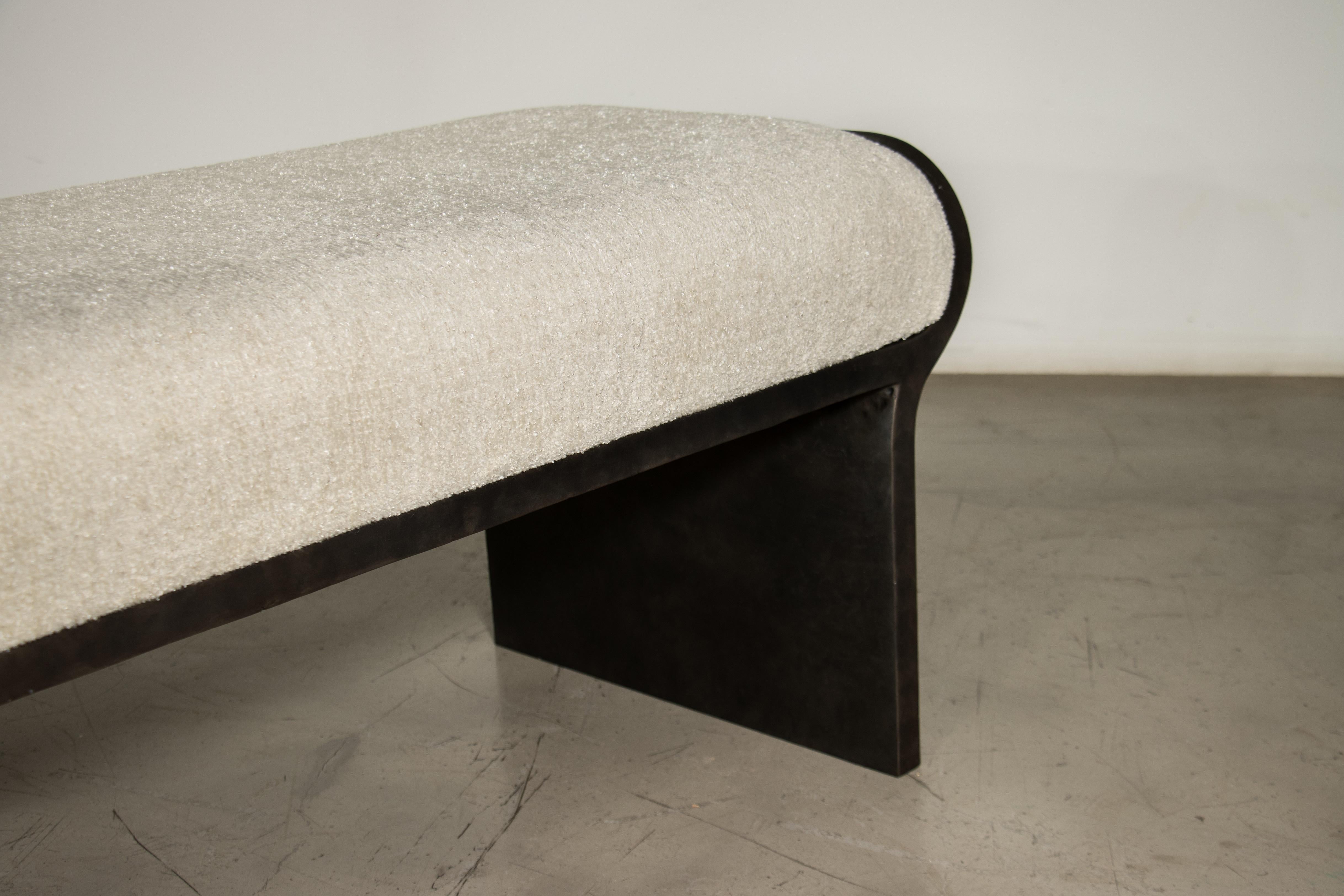 Contemporary Sculptural Modern Oil Rubbed Bronze and Fabric Bench by Costantini, Elia For Sale