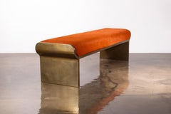 Sculptural Modern Patinated Metal Upholstered Bench by Costantini, Elia