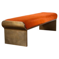 Sculptural Modern Patinated Metal Upholstered Bench by Costantini, Elia
