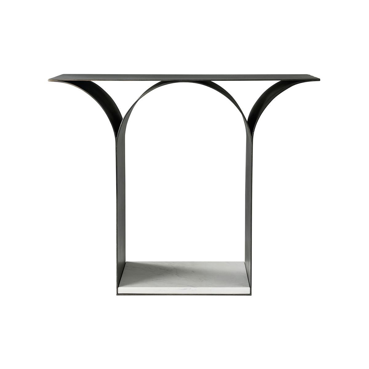 Metal Sculptural Modern Side Table For Sale