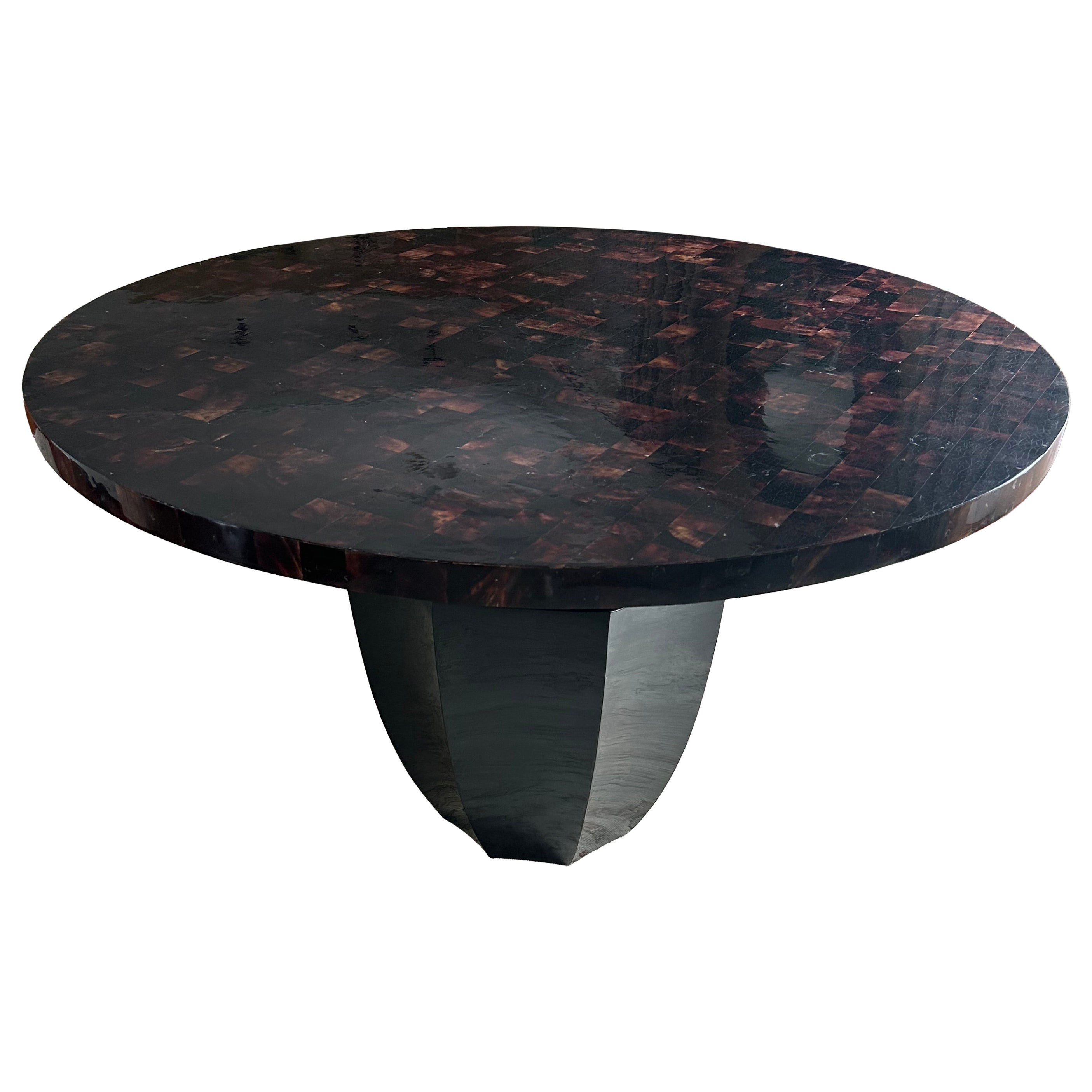 Sculptural Modern Tessellated Bone and Ebonized Wood Center Table by Oly For Sale