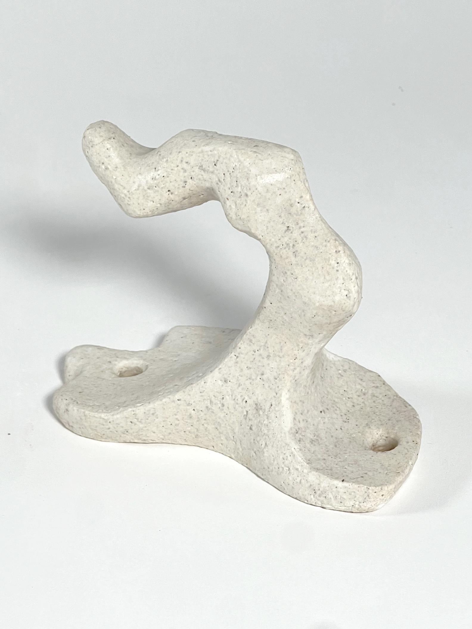 Organic Modern Sculptural Modern White Glazed Ceramic Decorative Hook - Lost Quarry For Sale