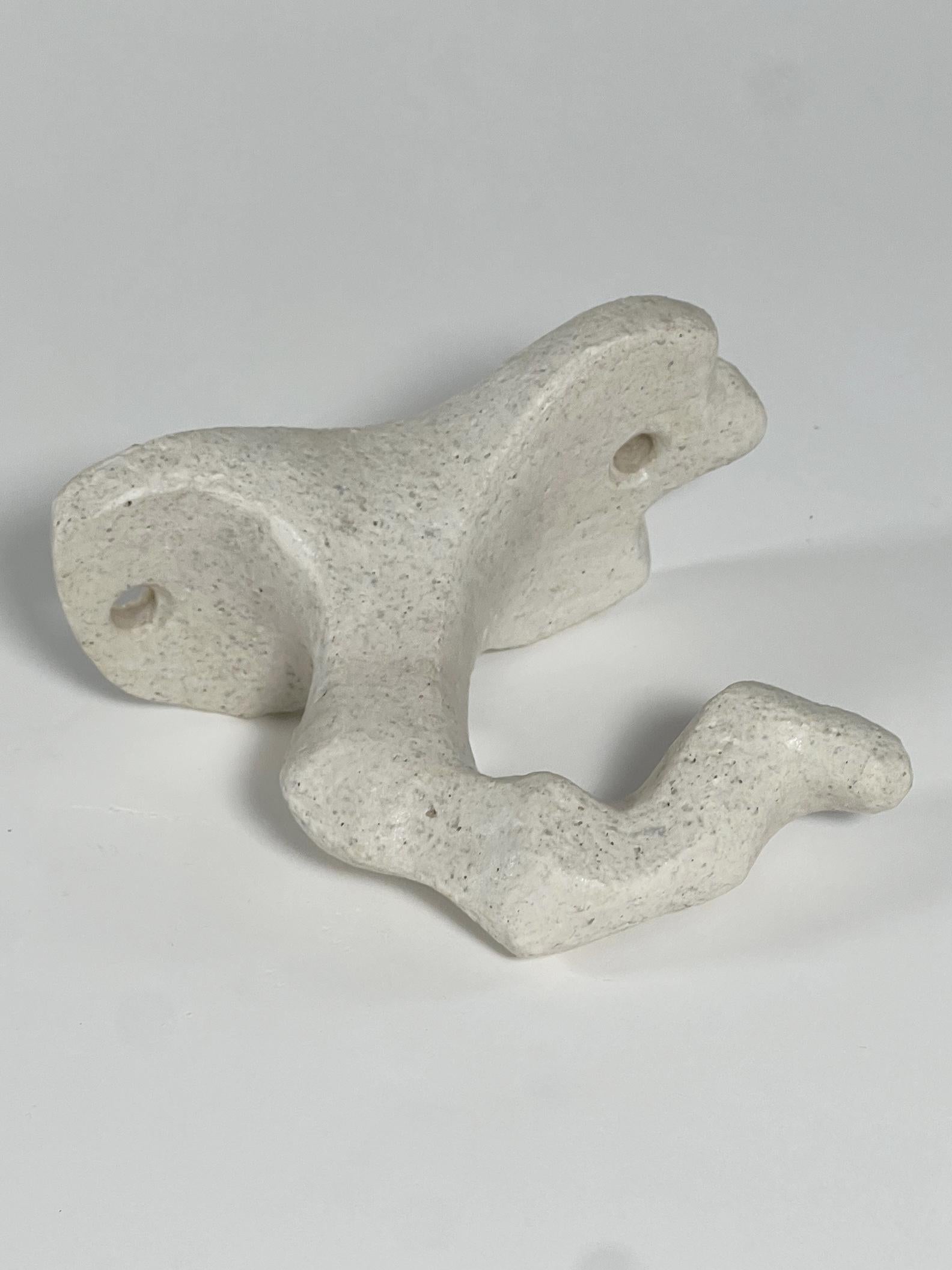 American Sculptural Modern White Glazed Ceramic Decorative Hook - Lost Quarry For Sale