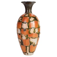 Vaso scultoreo modernista a blocchi di colore con smalto lavico, Studio Pottery