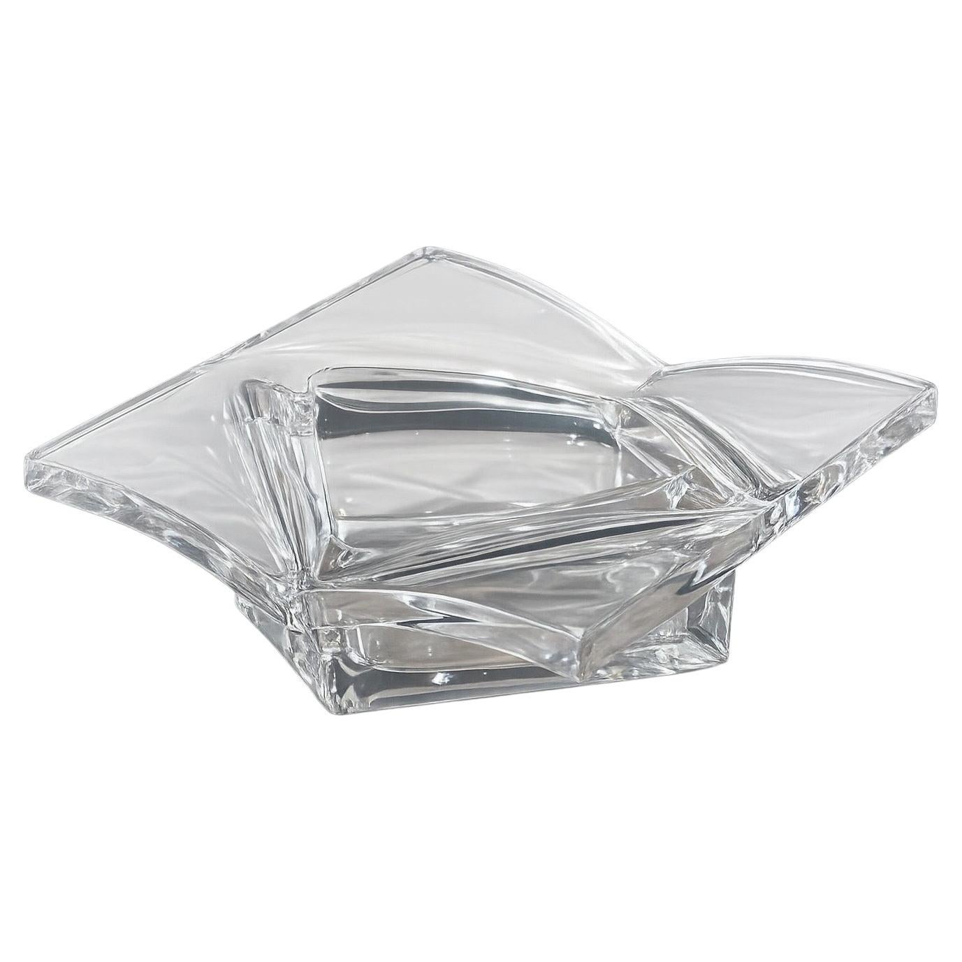 Sculptural Modernist Heavy Crystal Geometric Ashtray or Vide-Poche
