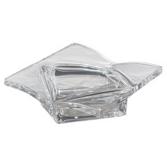 Sculptural Modernist Heavy Crystal Geometric Ashtray or Vide-Poche