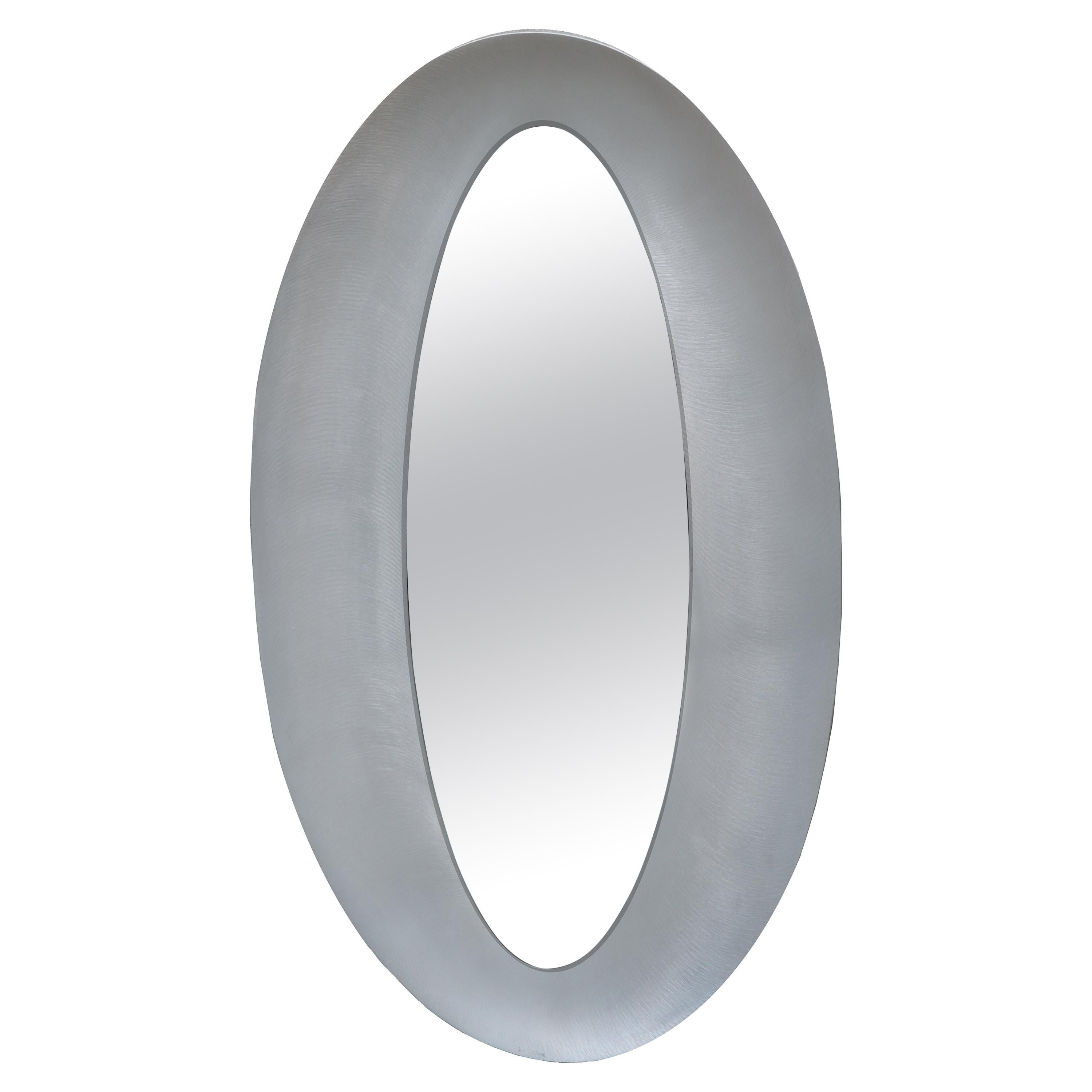 Sculptural Modernist Oval Mirror by Artist Lorenzo Burchiellaro For Sale