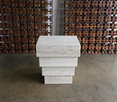 Sculptural Modernist Travertine Pedestal