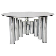 Sculptural Modernist Vintage Chromed Metal Glass Coffee Table Side Table 1960s