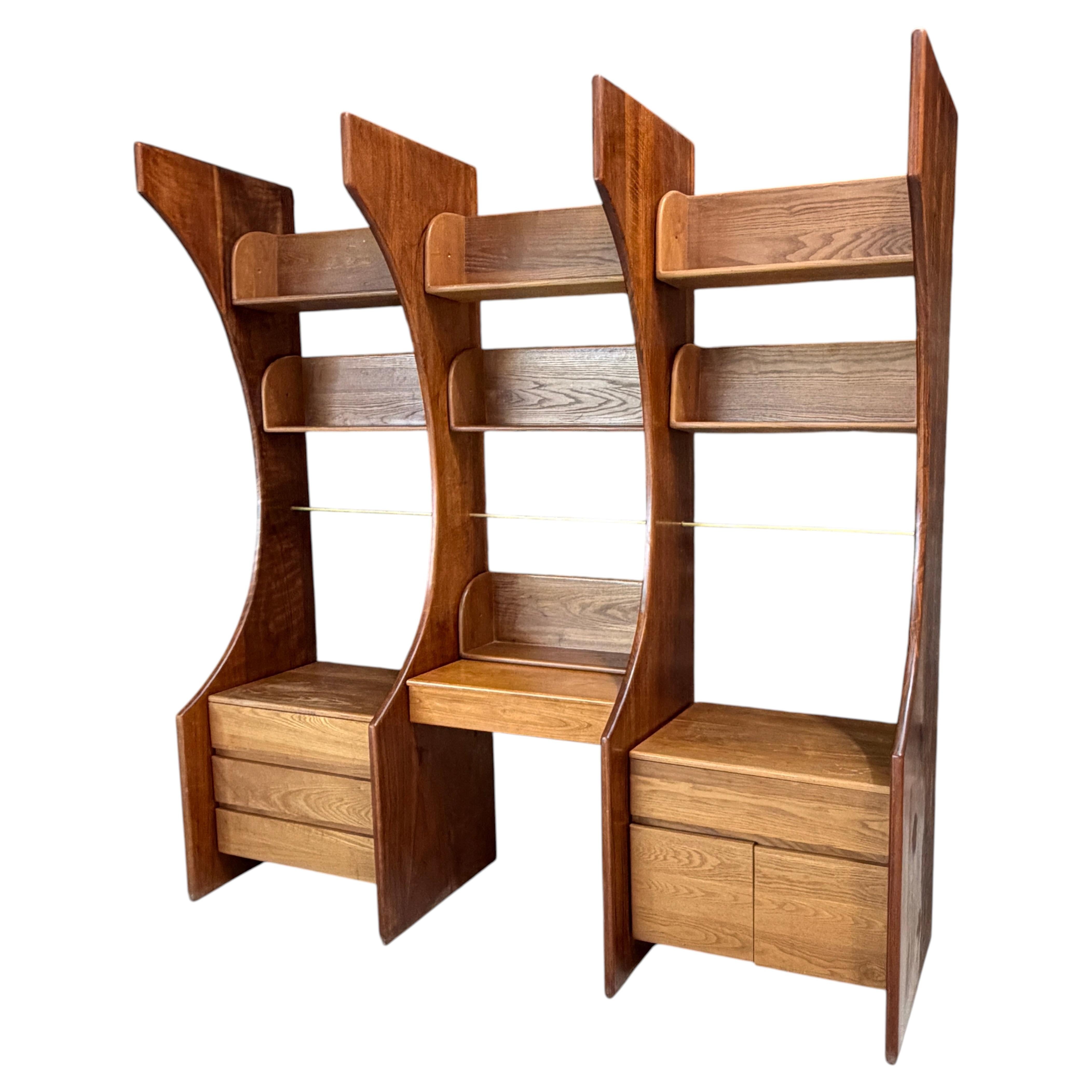 Sculptural Modular Library Wall Unit Desk Gerald McCabe Mid Century Modern For Sale