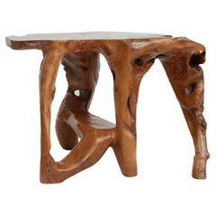 Table sculpturale en racines de moulure