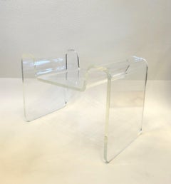 Sculptural Molded Clear Acrylic Bench by Karl Springer